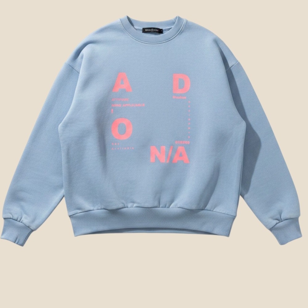 Collusion Blue AcidWash Graphic Oversized Sweatshirt Medium Pink Text Streetwear